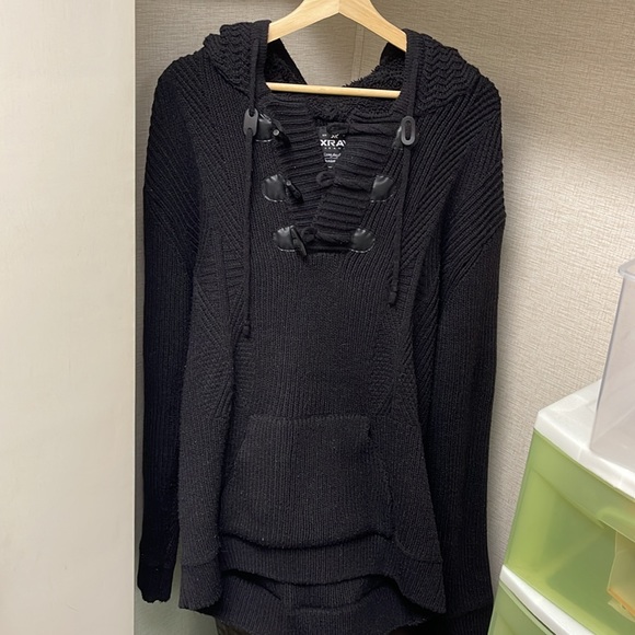 Men’s 2XL X-Ray Black Hooded Cable Knit Sweatshirt/Sweater - Picture 6 of 6